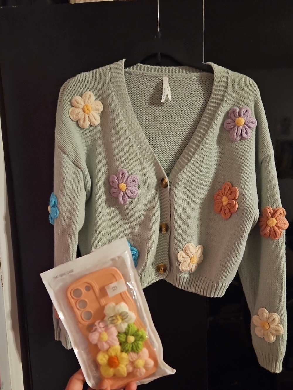 Flower Knit Cardigan Sweater With Phone Case Winners
